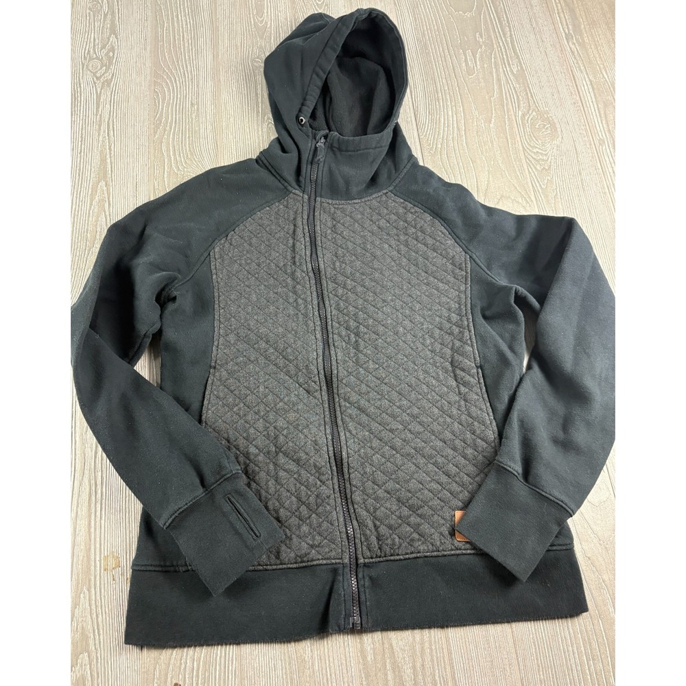 Oakley Womens Zip Up Hoodie Gray Black Quilted Full Zip Jacket Size Large